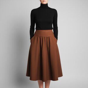 Vintage 1970’s Campus Casuals saddle brown western-style skirt. SHIPS FREE